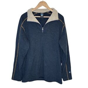 Kuhl Alfpaca Fleece Teal Blue 1/4 Zip Pullover Size Large
